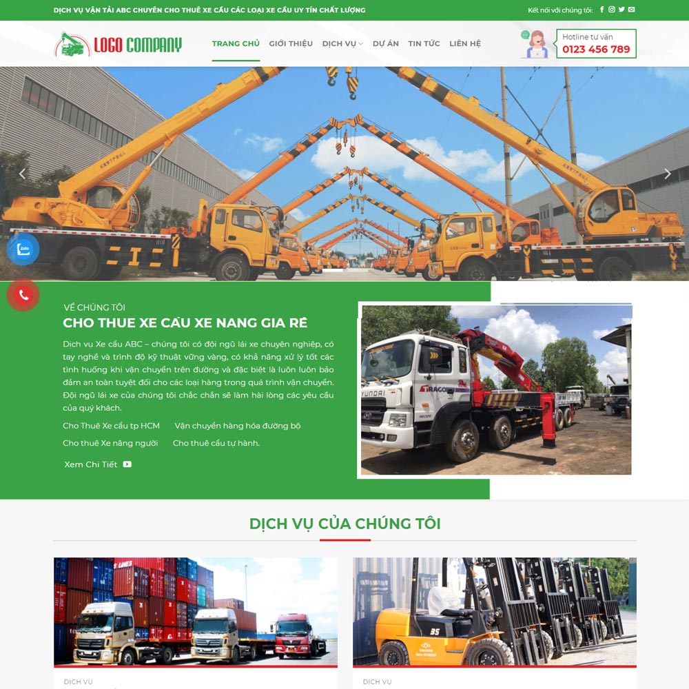 Theme Web cho thuê Xe Cẩu, Xe Nâng 1 theme-web-xe-cau