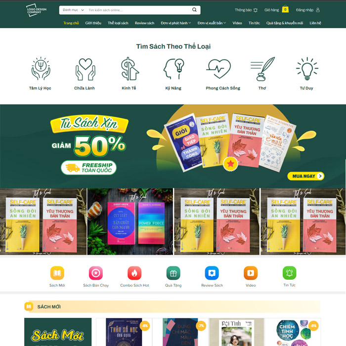 Theme Web Bán Sách - Tủ Sách Online 1 Theme web bán sách - tủ sách online