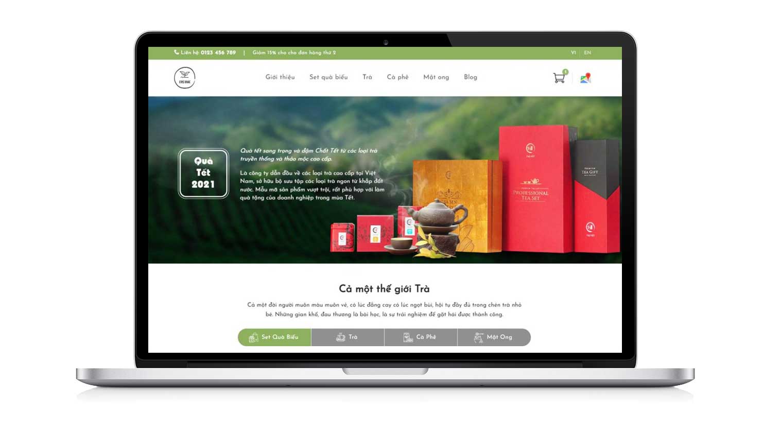 Mẫu Web Bán Trà Organic, Cà Phê, Mật Ong