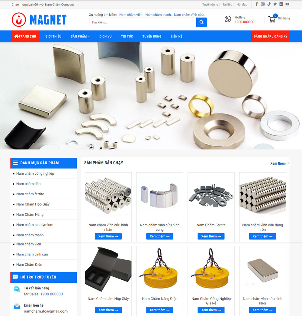 Mẫu web Nam Châm Điện - Magnet Company 1 Mẫu web bán nam châm điện