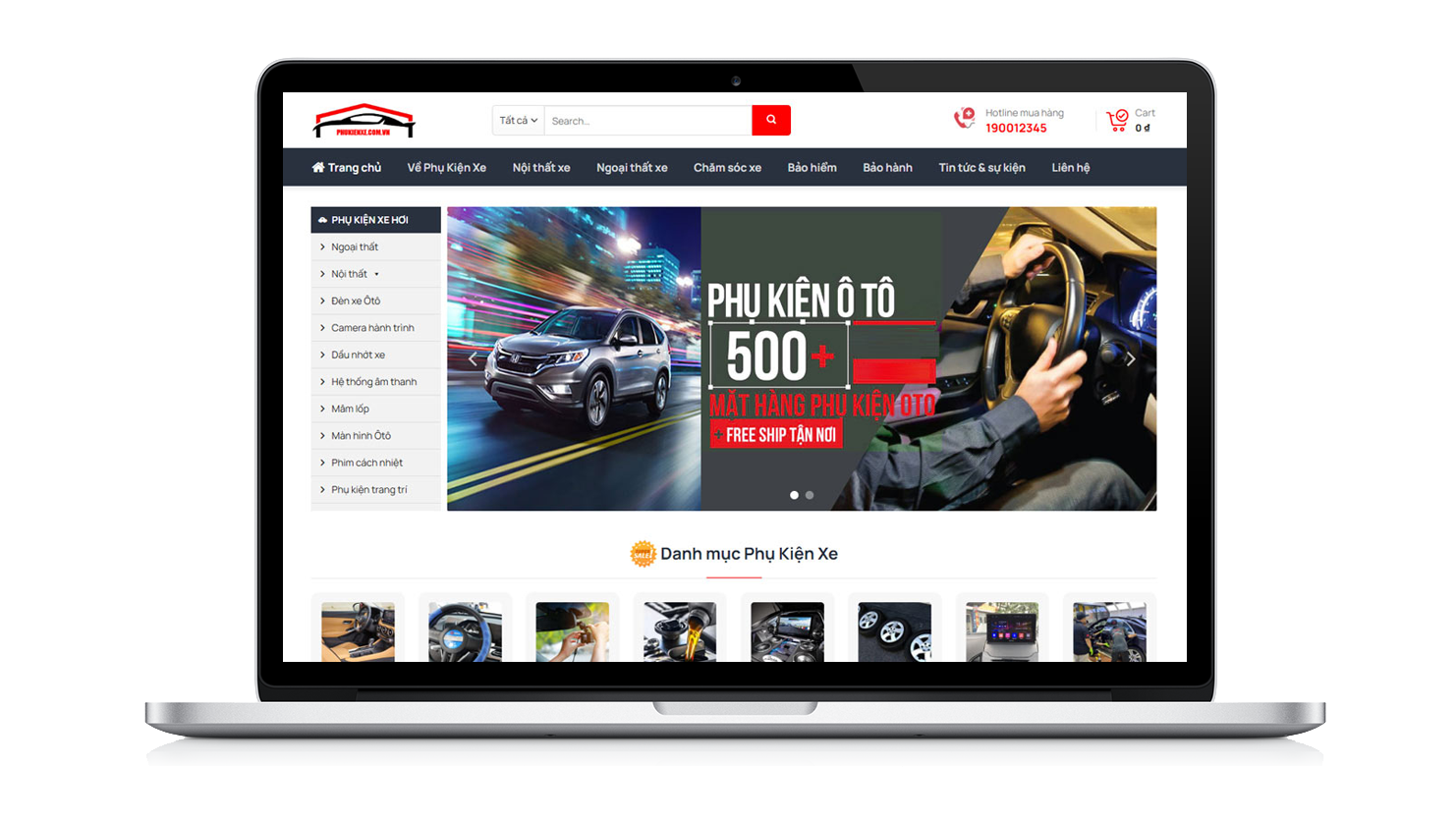 Mẫu web bán phụ kiện Ôtô, xe máy